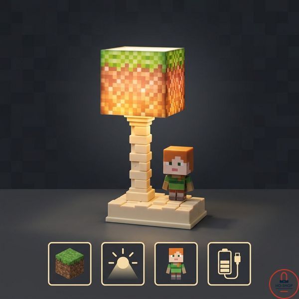 Ночник Майнкрафт (светильник Minecraft) 18 см. &laquo;Блок травы&raquo; 0147 фото